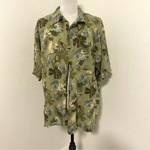 ISLAND BLUE MENS HAWAIIAN GREEN SHORT SLEEVE SHIRT XL 100% RAYON